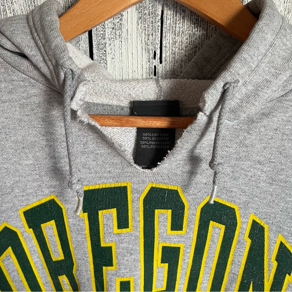 Vintage Pro Edge Oregon Ducks Grey Hoodie Sweatshirt Size Large - Picture 7 of 8
